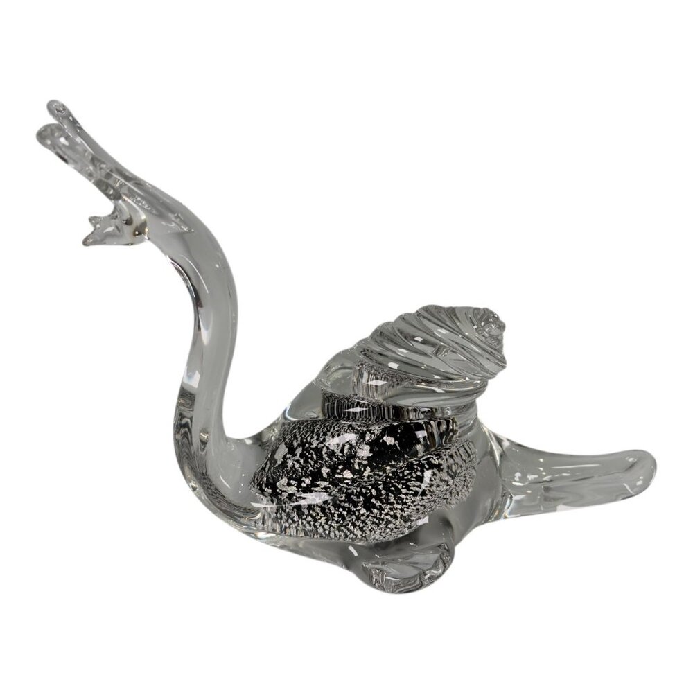 MURANO ? Style Art Glass Black & Silver Foil Snail Figurine SO CUTE!
